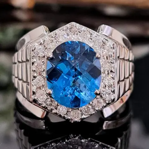 Men's Fashion Solitaire Ring with Synthetic Sapphire Decoration, Perfect for Valentine's Day, Weddings, Anniversaries, Birthdays, All Seasons, Jewelry Ring, Solitaire Engagement Rings, Artificial Gemstone Ring