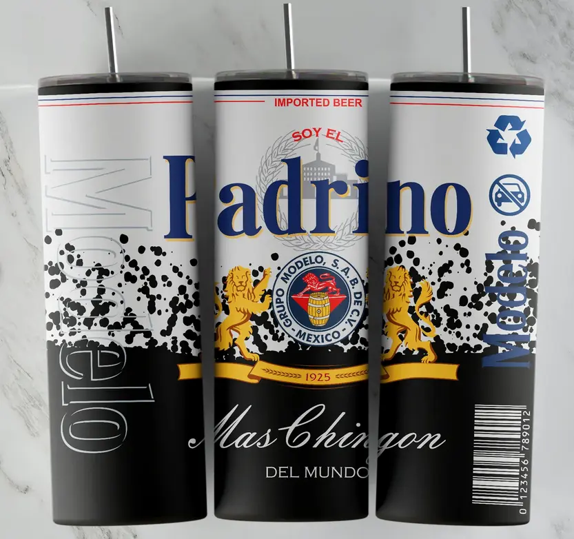 Black Padrino 20oz skinny tumbler stainless steel Dad Gift Idea