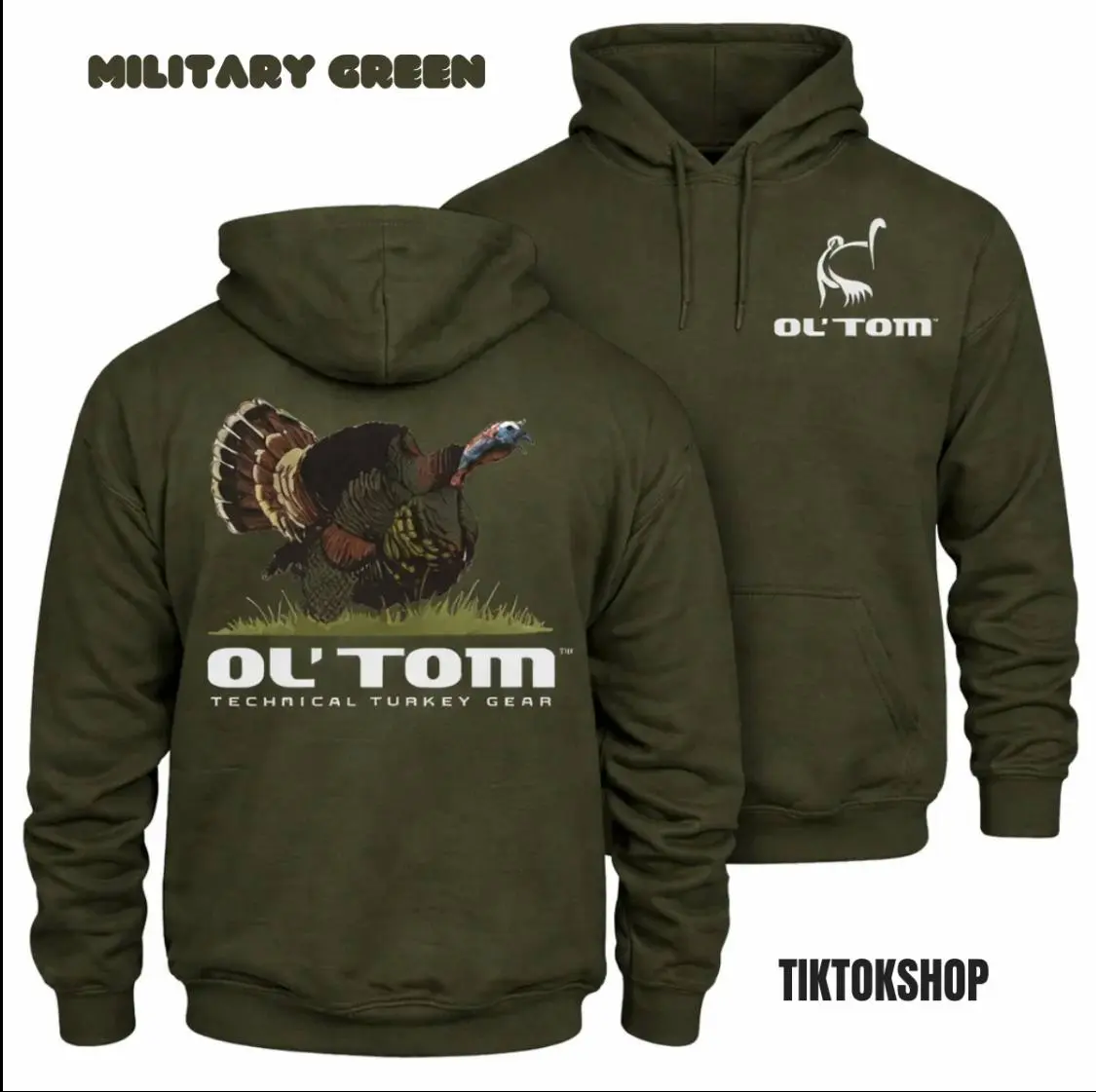 Women's Long-Sleeve Round Neck Turkey Hunting Pullover Hoodie - Wild Turkey Outdoor Graphic, Tactical Style, Warm Comfortable Basic Casual Fit Sweatshirt - Hunting Gift for Outdoorsmen