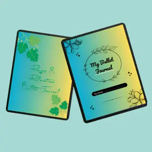 My Bullet Journal - Digital A5 Mint Gold Color Edition for Life Organization & Task Management with Elegant Leaf Designs