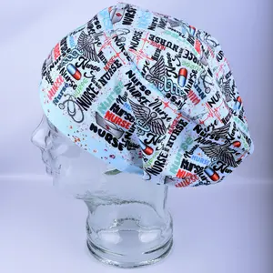 Scrub Cap Hats Women Euro Style Blue Nurse Scrub Cap Adjustable Stretch OR Hat for Nurses, Doctors & Vets