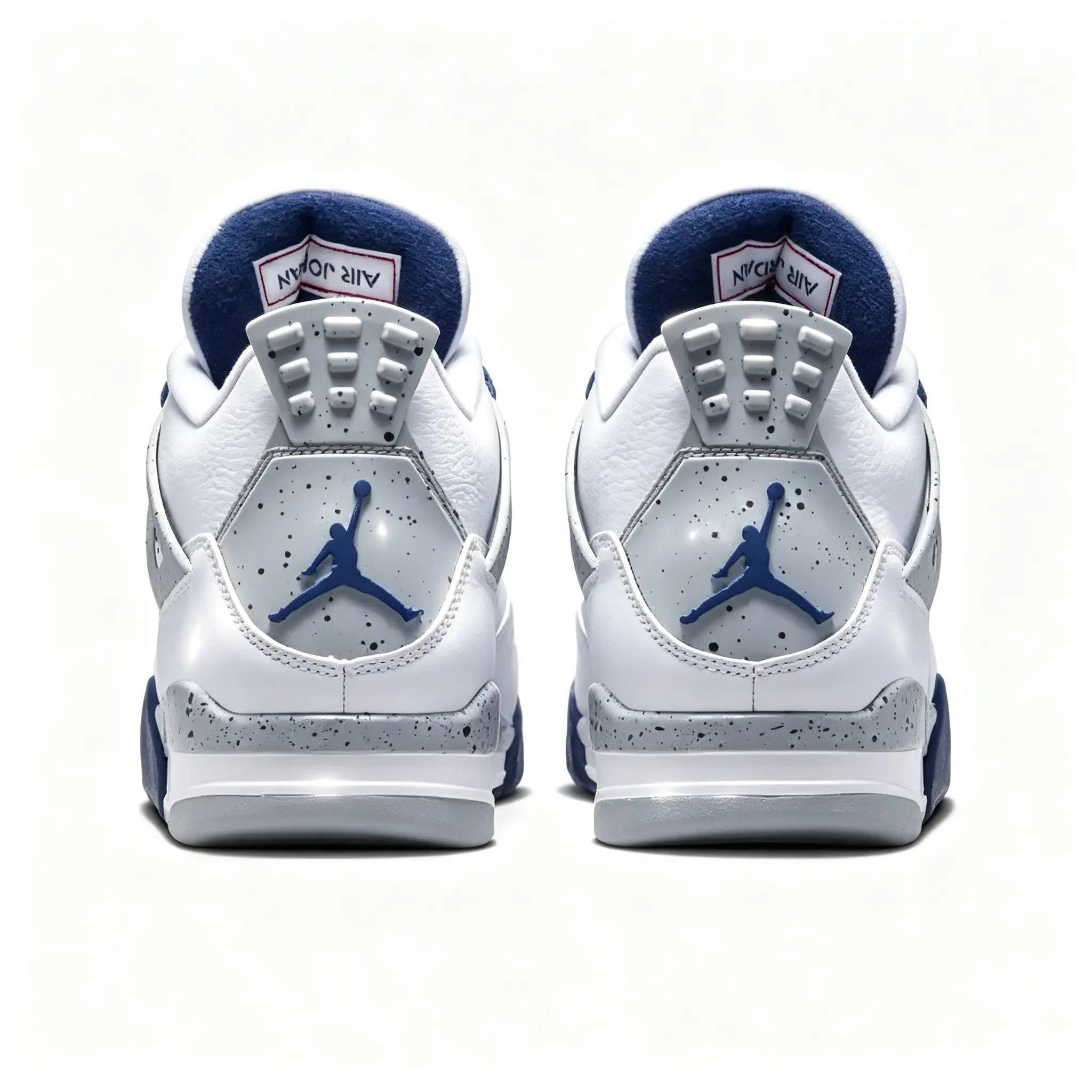 Brand New Sealed Unisex Mid Top Retro Basketball Sneakers White Navy Blue Breathable Mesh Athletic Sport Trainers Shock Absorbing Cushion Sole Street Fashion Shoes For Men Women Teen