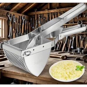 Stainless Steel Kitchen Tool, Heavy Duty Potato Masher for Smooth Puree, Reusable and Easy to Clean, Perfect for Mashed Potatoes and Baby Food, Durable and Ergonomic Design