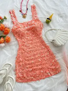 New Sequin Bodycon Mini Dress For Date, Nightclub, Bohemian, Boho, Vacation, Fall Women Clothes, Vintage, Holiday Peach Summer Dress Summer Sexy Dress Orange Vacation Dress Orange Beach Dress