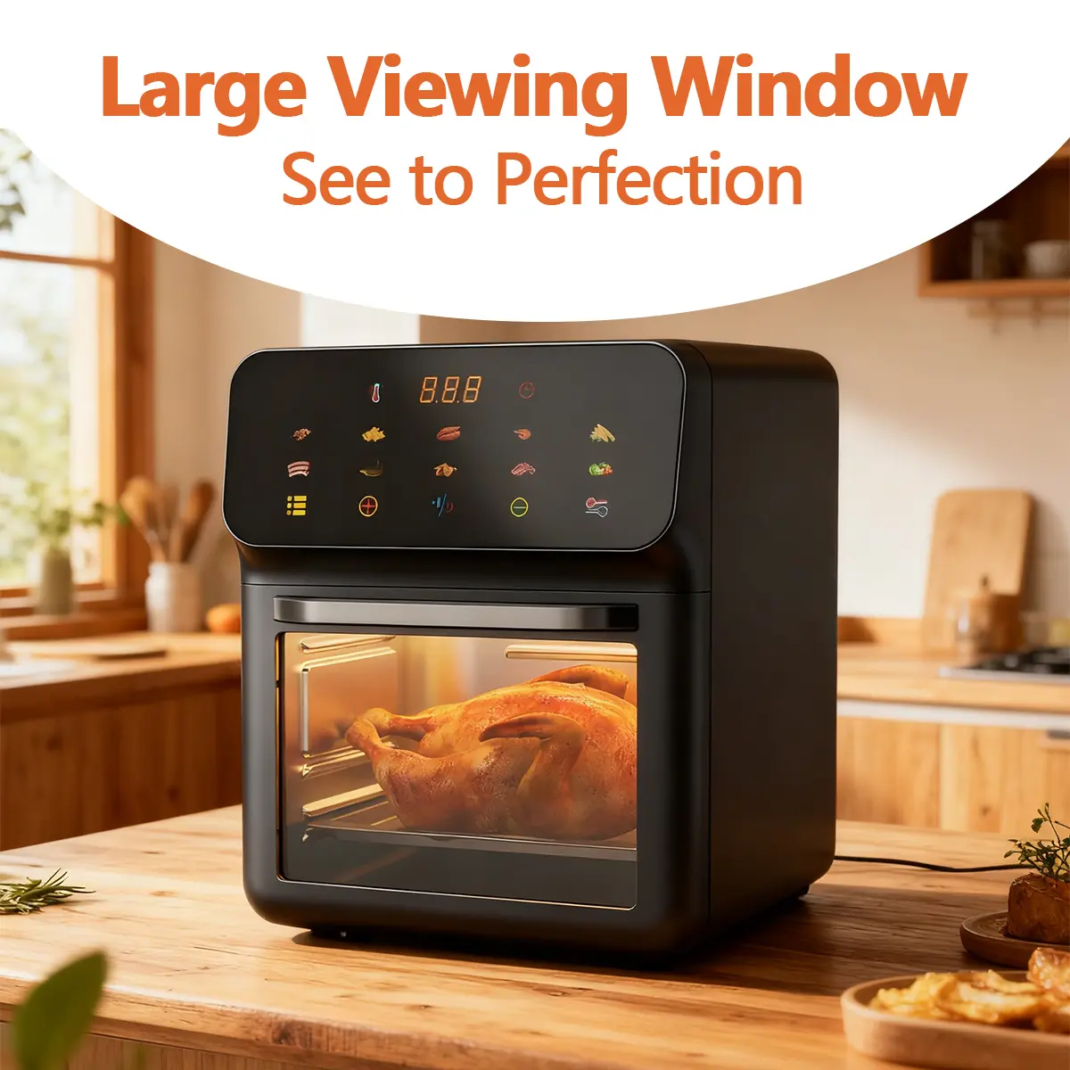 12QT Multi-Functional Air Fryer Oven, Smart Touchscreen Countertop Air Fryer with Clear View Window, Rapid Air Circulation, Multiple Cooking Presets, Electric Toaster Oven Air Fryer Combo for Family Kitchen Cooking