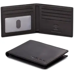 Travelambo Wallet for Men Real Leather Mens Bifold Wallet RFID Blocking - Thin & Stylish with ID Window in Gift Box