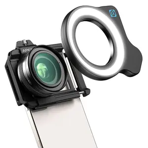 APEXEL 10-20X Macro Lens for iPhone & Android Phones HD Photography Kit with Universal Clip 45-Mode Fill Light for Still Life Insects Plants Jewelry Food & Small Objects Portable Camera Lens Optical Lens Photographic Kit