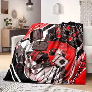 Skibidi Toilet Funny Flannel Blanket Flannel Warm Blanket Adults 3D Printed Coverlet Man Cave Sofa Camping Decor Christmas Gift Thanksgiving holiday gifts for family, friends and children tiktokshopspringglowup