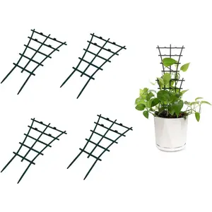 4-Pack Mini Plastic Plant Trellis, Small Garden Supports for Climbing Flowers, Potted Plant Stake for Outdoor Use Breathable Planting Container Breathable Planter