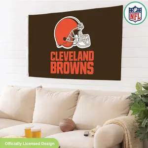 Cleveland Browns 3ft x 5ft Durable Outdoor Flag with Metal Eyelets | Heavy-duty Flags and Banners for Outdoor Garden Patios | Indoor Wall Decoration Flags | Can be used with outdoor flagpoles