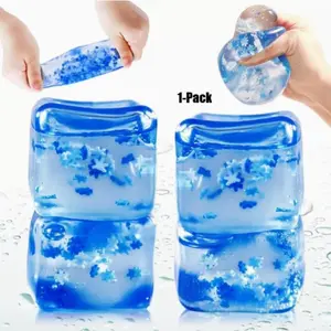 Single pack large ice cube–shaped stress relief toy; high-density gel sensory toy with a squishy feel; desktop stress cube for office and study relaxation; helps soothe anxiety and relieve pressure.