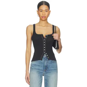 Free People End Game Pointelle Tank in Black