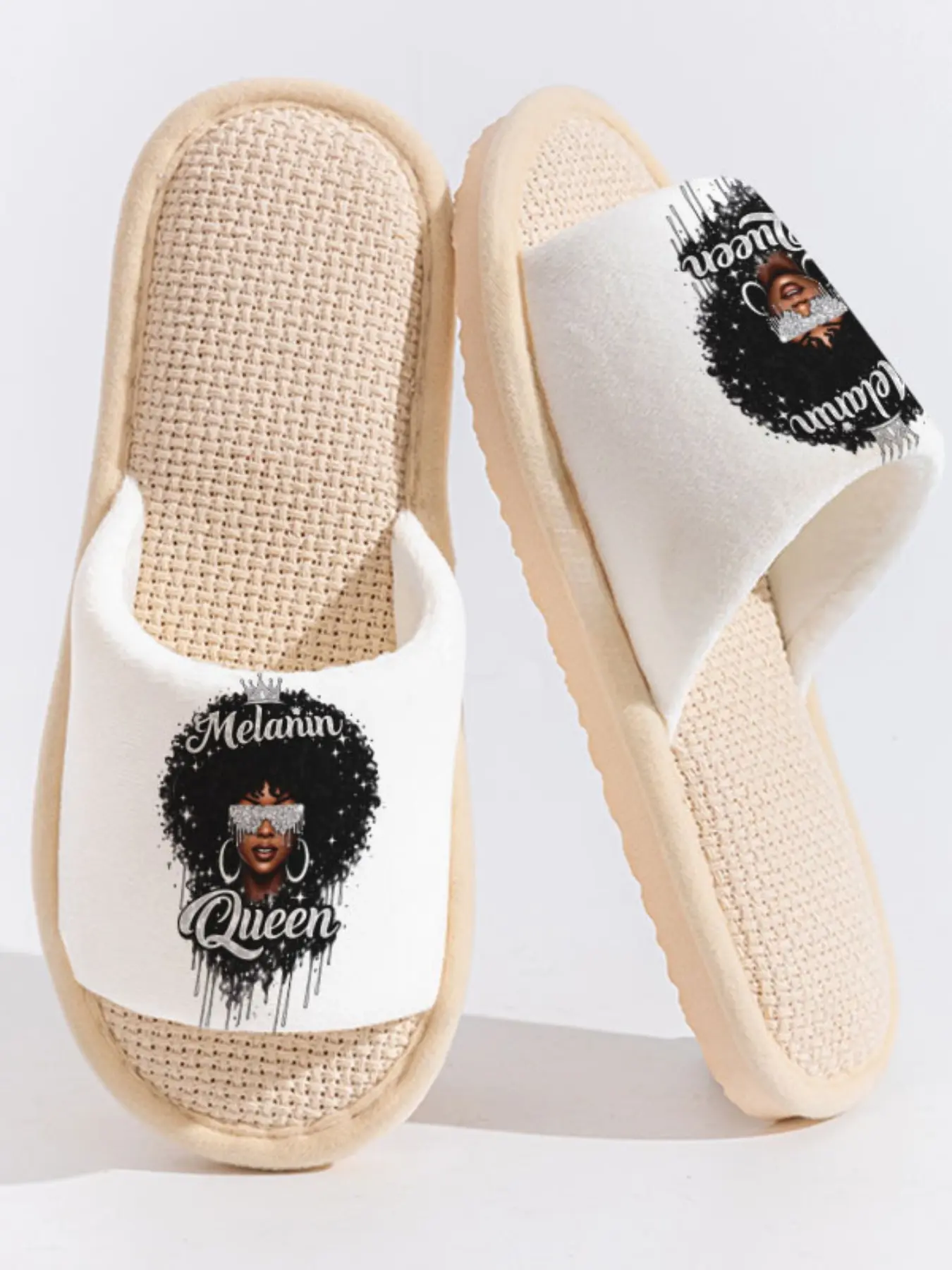 Melanin Queen "Black Queen" Empowerment Slippers Cloud-Feeling Bold Confident Style Indoor Outdoor Confident Queen Must-Have