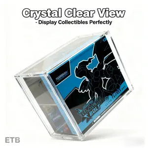 Acrylic Display Box Stackable Pokemon Card Holder, Transparent Magnetic Closure Case, Ideal for Trading Cards & Collectibles