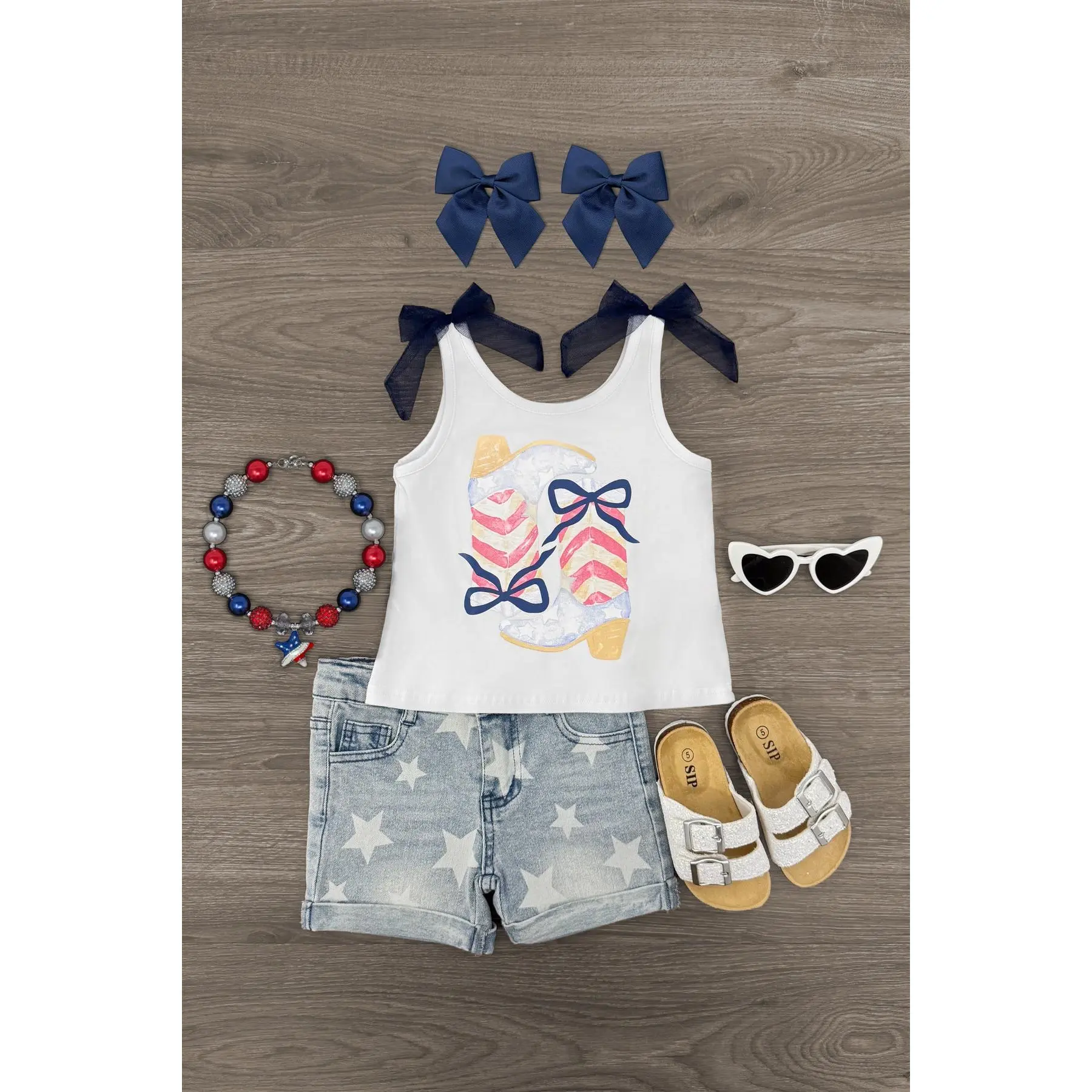 Cowgirl Bow Denim Short Set