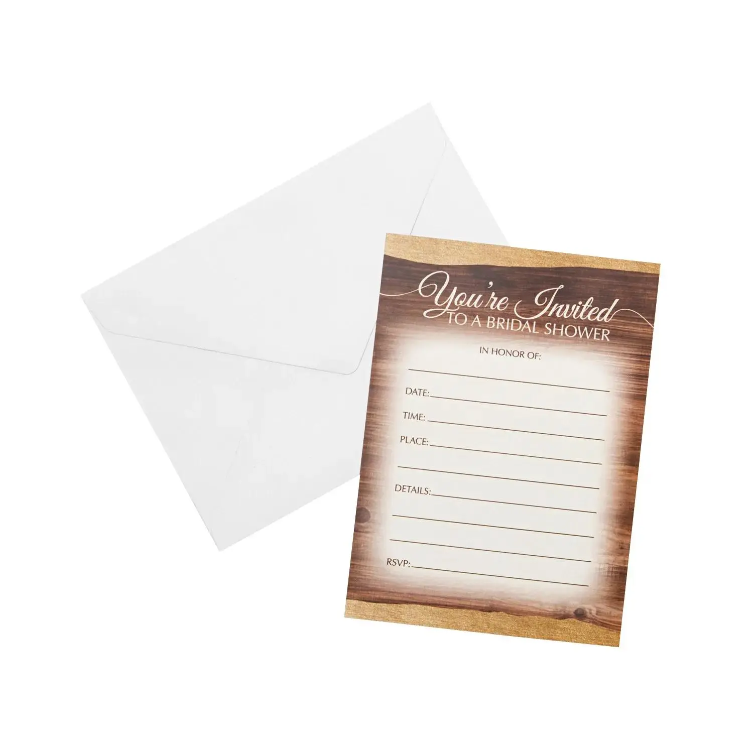 Rustic Chic Bridal Shower Invitations, Stationery, 12 Pieces