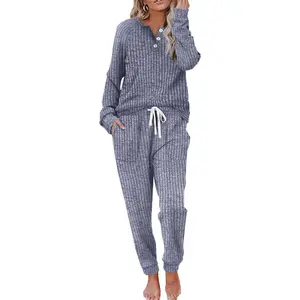 Two Piece Outfits for Women Lounge Sets Button Down Sweatshirt Sweatpants Sweatsuits Set with Pockets
