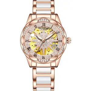 Luxurious sunflower series round dial stylish and affordable luxury women's quartz watch, perfect for modern everyday wear, trendy jewelry, and exquisite waterproof watch; comes with box and accessories as a birthday gift.