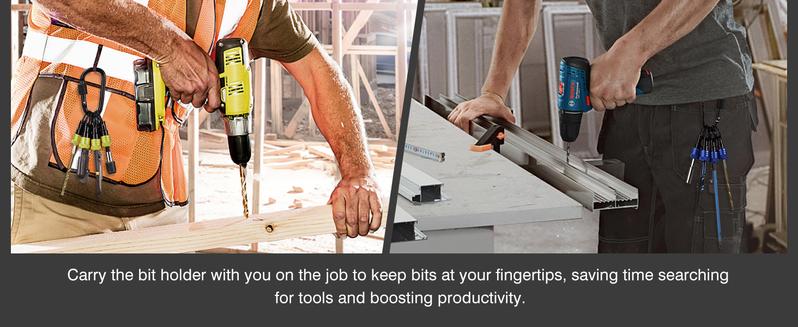 Katerk 6pcs 1/4 inch Hex Shank Aluminum Alloy Screwdriver Bits Holder 2 Sets, Light-weight Quick-change Extension Bar Keychain Drill Screw Adapter Change Portable (With Black Carabiner)