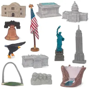 Roylanz 12pcs Mini Architecture Model Set, Statue of Liberty, House, Empire State Building, Landmark Collection, Party Favors, Kids Gift