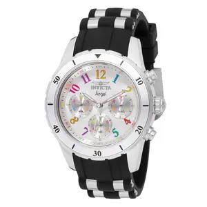 Invicta Women's 40mm Angel Quartz Chronograph MOP Dial Silicone Strap Watch
