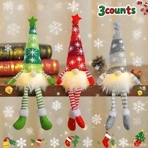 3pcs Long-Legged Doll Figurines Christmas Decoration Lights Are Suitable For Christmas Trees, Indoor Christmas Fairies, Lighting Statues, Bedroom Fireplaces, Window Displays, And Ambient Lights.