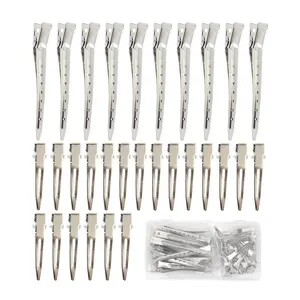 12 Pcs 3.54 Inches Duck Bill Clips Round-Head Clip Silver hair Clip with 7 Holes Metal Hair Clips for Hair Styling
