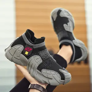 2026 new men's shoes, breathable mesh, new fly-knit casual shoes, thick-soled slip-on lazy sports casual trendy shoes