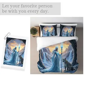 Ethereal Snow Leopard Bedding Set, Mixed Color Pattern, Multiple Specifications Available, Soft & Comfortable Fabric, Perfect for Bedroom Decoration, Ideal for Adults Seeking Magical Wintry Style, Enhance Sleep Experience with Dreamy Design