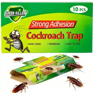 10PCS Cockroach Glue Traps, Strong Adhesive Non-Toxic Roach Traps for Home Kitchen Bathroom, Indoor Pest Control Home Care Supplies