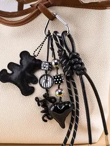 Pu Leather Teddy Bear Bag Pendant, Cute Bear Charm, Mixed With Dice, Hearts, Teddy Bears, And Bead Combinations, With Rich Elements. Bag/Handbag Hanging Accessories, Purse Accessories, Suitable As Small Gifts, Love Valentine's Day, Mother's Day Gifts