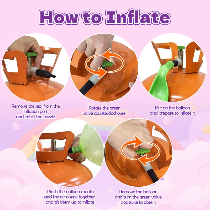 13L Helium Tank Up To 50 Pink&Purple Latex Balloons, 6Foil Balloons, 1Happy Birthday 5.9X3.6Ft Backdrop, 8 Accessory Tools