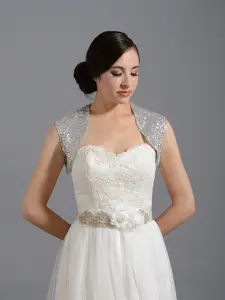 Sequin silver wedding bolero jacket