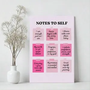 1pc Framed Canvas Poster, Notes To Self Wall Art, Inspirational Motivational Quotes And Daily Affirmations Wall Art Canvas Paintings, Ideal Gift For Bedroom Living Room Corridor, Wall Art, Room Decoration, 2D Flat