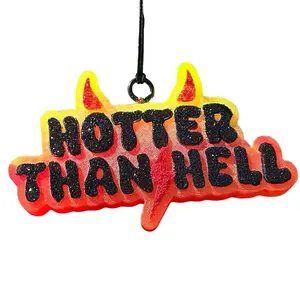 Handmade, Sassy "Hotter Than Hell" Freshie Air Freshener! Ignite your car, office, or home with this trendy, vibrant, long-lasting aroma. Featuring bold devil horns & a fiery lightning bolt, this fun car charm is a unique accessory. Perfect gift for her!