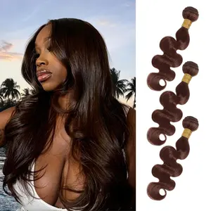 ANMETAN 12A Brown 3 Bundles Human Hair Body Wave, Color #4 Dark Chocolate Brown Bundles Body Wave 100% Unprocessed Remy Virgin Human Hair Weft Soft Glossy Wavy Weave Sew In Double Weft