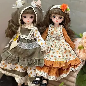 30cm BJD Dolls Sweet Lolita Princess Full Set 1/6 Dress up Anime Bjd With Outfit Joint Movable Body 3D Eyes Girls Gifts Hot Toys