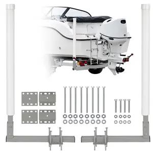 2PCS Adjustable Boat Trailer Guide Poles, 40"-43" Heavy Duty Rustproof Galvanized Steel with PVC Covers, Global Fit for Ski, Fishing & Sailboats, Easy Loading & Positioning Marine Accessories, Anti-Scratch Protective Guide Post