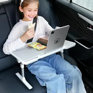 Large Car Seat Tray Table, Foldable Travel Tray for Kids Car Seat, Height Adjustable Car Lap Desk for Laptop Computer Tablet, Rear Seat Food Eating Tray, C