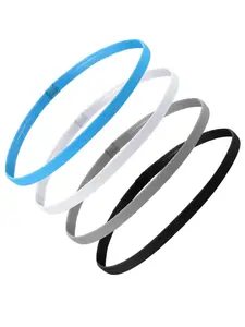 4pcs Silicone Sports Hair Bands, Non-Slip Sweat Absorbing, Fashionable Casual Running Yoga Headbands, Training Headband, Workout Headband, Sweat Wicking Headband, Unisex Sport Accessories