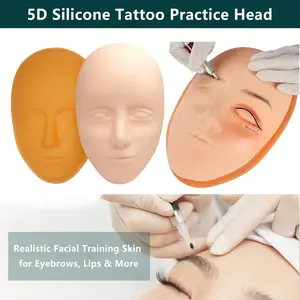 5D False Skin Silicone Eyebrows Eyelashes Lips Model Professional Makeup Mannequin Training Head Face，Tattoo practice skin，Suitable for Beginners and Artists Makeup Face Tattoo Skin Training Head Mask Training Skin and Base