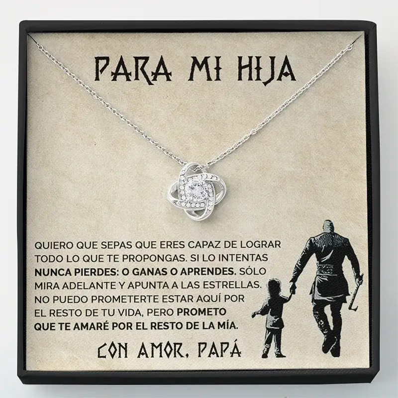 To My Daughter Necklace Gift From Mom Love Knot Necklace Birthday Girl Women Mother Chain Fashion Jewelry With Box Collar para Hija de Mamá - Regalo de Nudo del Amor para Cumpleaños, Chicas, Mujeres y Madres - Cadena de Joyería de Moda con Estuche