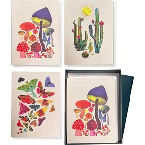 Blank Note Card 12 Pack Cards and Envelopes 3.75 x 5.2 Inch Greeting Cards for All Occasions Coral Reef Design 300 Gsm Gold Foil Embossed Blank Notecards and Envelopes Set (Wildlife)