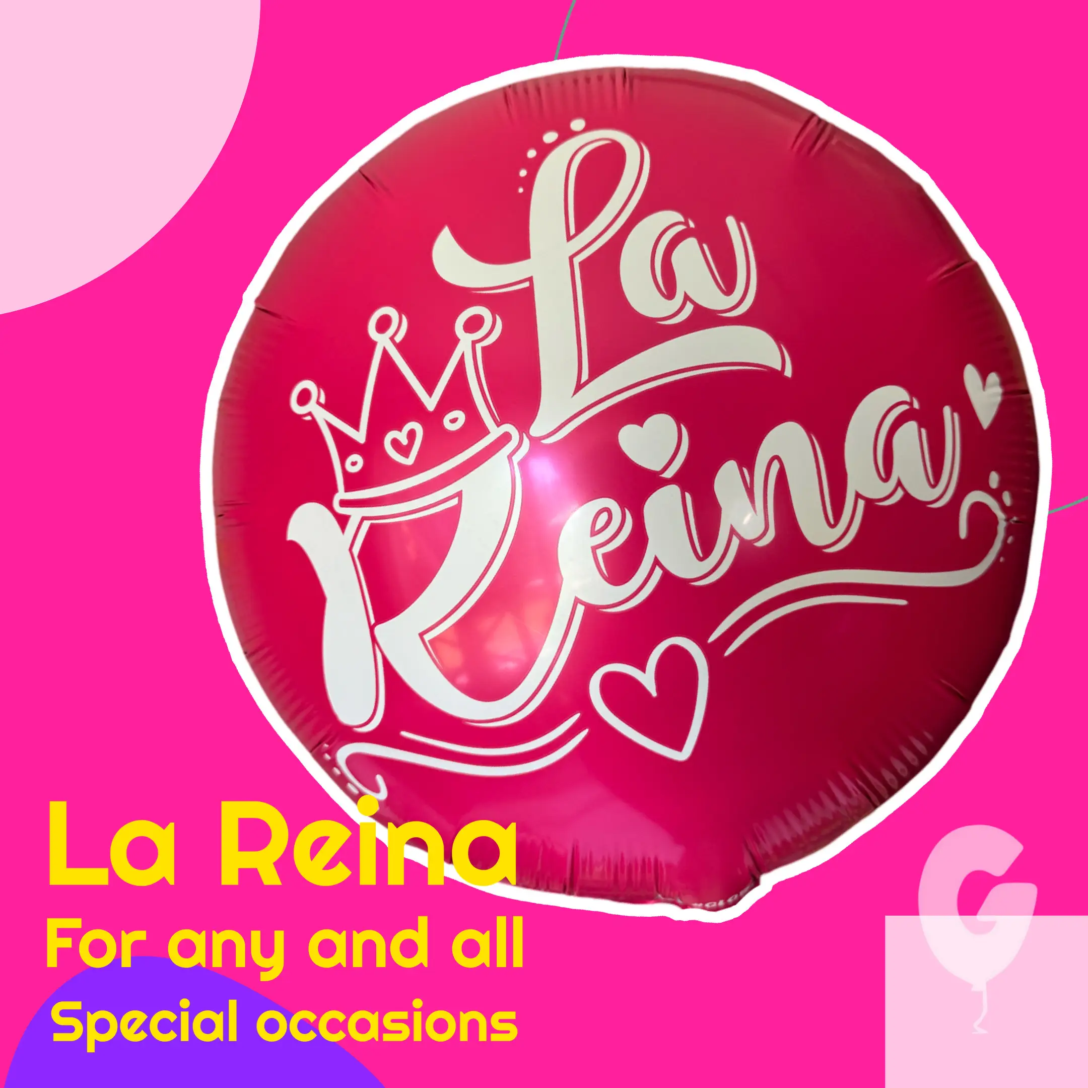La Reina / The Queen 18 inch Round Mylar Balloon