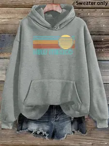 Chic Women's New Mexico Print Hoodie, Drawstring Detail & Pocket Design, Casual Long Sleeve Pullover