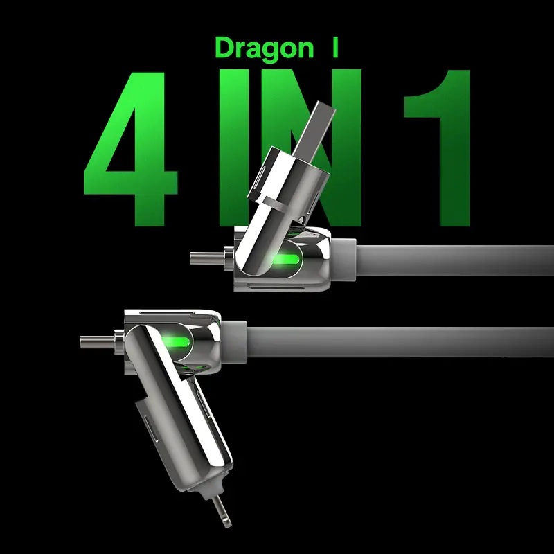 MFish Armored Dragon I 4-in-1 Multi 240W Fast Charging super Liquid Silicone Cable with USB A Type C Lightning for iPhone17&Samsung Laptops  Charger 1