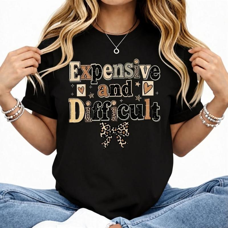 Women's Tan Comfort Color Short-Sleeve Round Neck Casual Graphic T-Shirt - Trendy Funny Top summerwins