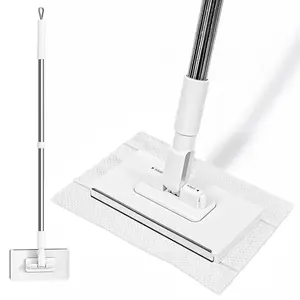 Hands-Free Mini Flat Mop for Disposable Face Towels - Portable Dry & Wet Floor Cleaner, Compact Sweeper for Bathroom & Kitchen