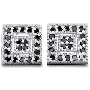 1/3ct Pave Black Diamond Studs 10K White Gold