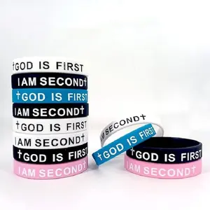 God is First I am Second Silicone Bracelets Christian Bible Verse Rubber Bracelets Religious Christian Quote Bangle Bracelet for Men Women